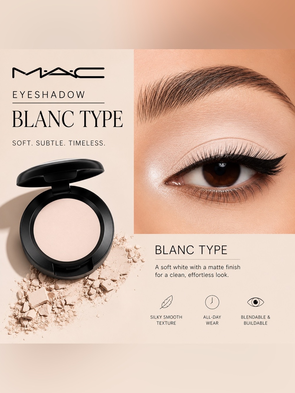 MAC Blanc Type Eyeshadow Soft White Matte Eye Shadow BNIB